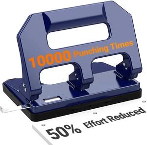 Heavy Duty 3 Hole Punch, 3 Hole Puncher for Binder, 40-Sheet Three Hole Punch w/ 10000+ Uses, Metal Hole Puncher 3 Ring, 50% Reduced Effort, 9/32inch Hole, Bulit-in S.S. Paper Guide HPX1 (Blue) Heavy Duty 3 Hole Punch, 3 Hole Puncher for Binder, 40-Sheet Three Hole Punch w/ 10000+ Uses, Metal Hole Puncher 3 Ring, 50% Reduced Effort, 9/32inch Hole, Bulit-in S.S. Paper Guide HPX1 (Blue)