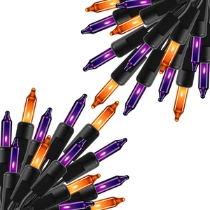 2 Pack Orange & Purple Halloween Mini Lights, 10 Ft 50 Count String Lights 2 Pack Orange & Purple Halloween Mini Lights, 10 Ft 50 Count String Lights