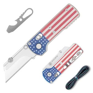 Otacle U1 Folding Utility Knife with Quick Change Blade & Rail Lock EDC Box Cutter with G10 Handle, Pocket Clip, Compact 3.38 in Design for Office, Factory & Daily Carry (Stars&Stripes) Otacle U1 Folding Utility Knife with Quick Change Blade & Rail Lock EDC Box Cutter with G10 Handle, Pocket Clip, Compact 3.38 in Design for Office, Factory & Daily Carry (Stars&Stripes)