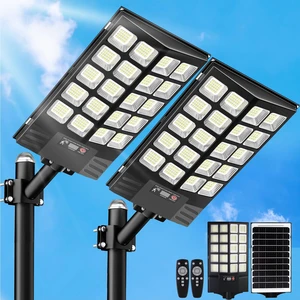 2 Pack Solar Street Lights Outdoor Waterproof, 100000LM Solar Powered Parking Lot Lights Large Street Light Dusk to Dawn with Motion Sensor, LED Flood Light Wide Angle Lamp for Patio and Parkling Lot 2 Pack Solar Street Lights Outdoor Waterproof, 100000LM Solar Powered Parking Lot Lights Large Street Light Dusk to Dawn with Motion Sensor, LED Flood Light Wide Angle Lamp for Patio and Parkling Lot