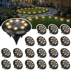 20 Pack Small Solar Ground Lights, Driveway Lights Warm White Solar Powered Pathway Lights Waterproof, Landscape Lighting for Walkway, Garden, Backyard, Patio- Black Lampshade 20 Pack Small Solar Ground Lights, Driveway Lights Warm White Solar Powered Pathway Lights Waterproof, Landscape Lighting for Walkway, Garden, Backyard, Patio- Black Lampshade