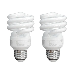 Compact Fluorescent Light Bulbs T2 Spiral, E26 Base (2 Pack) 13W (60W Equivalent), 2700k Soft White, 900 Lumens, CFL, 120V - UL Listed Compact Fluorescent Light Bulbs T2 Spiral, E26 Base (2 Pack) 13W (60W Equivalent), 2700k Soft White, 900 Lumens, CFL, 120V - UL Listed