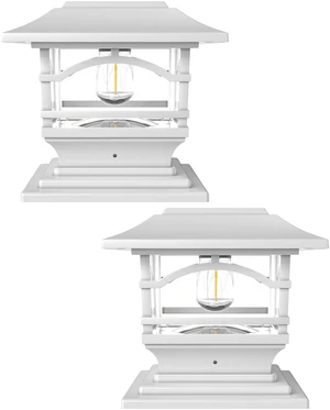 Edison Solar Outdoor Post Cap Lights - 4x4 5x5 6x6 - Bright LED Light for Fence Deck Garden or Patio Posts - Pearl White (2 Pack) Edison Solar Outdoor Post Cap Lights - 4x4 5x5 6x6 - Bright LED Light for Fence Deck Garden or Patio Posts - Pearl White (2 Pack)
