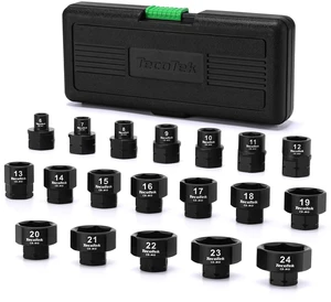 19-Piece 3/8-Inch Drive Metric Low Profile Impact Socket Set, Stubby Socket Set, 6mm-24mm, No Skips Sizes, 6 Point, Cr-Mo, Shorter Socket for Tight Areas 19-Piece 3/8-Inch Drive Metric Low Profile Impact Socket Set, Stubby Socket Set, 6mm-24mm, No Skips Sizes, 6 Point, Cr-Mo, Shorter Socket for Tight Areas