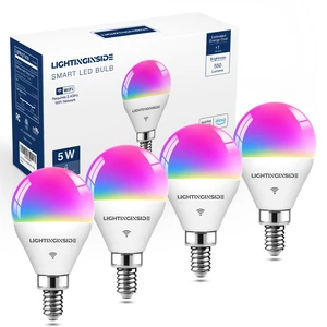 E12 Smart Light Bulbs Work with Alexa/Google Home, 4PCS No Hub Required, 50W 550LM G16.5 RGBCW Smart Bulb Work with SmartLife, 2.4G WiFi BLE Candelabra Chandelier Bulb, ETL Listed E12 Smart Light Bulbs Work with Alexa/Google Home, 4PCS No Hub Required, 50W 550LM G16.5 RGBCW Smart Bulb Work with SmartLife, 2.4G WiFi BLE Candelabra Chandelier Bulb, ETL Listed