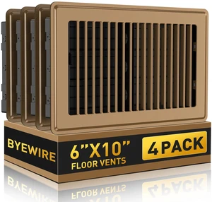 Floor Register 6x10, Heavy Duty Steel Vent Covers for Home Floor and Wall 4 Pack Brown Floor Vent Covers, Fits 6x10 or 10x6 Duct Opening, Adjustable Airflow, HVAC Vents for Bedrooms & Living Rooms Floor Register 6x10, Heavy Duty Steel Vent Covers for Home Floor and Wall 4 Pack Brown Floor Vent Covers, Fits 6x10 or 10x6 Duct Opening, Adjustable Airflow, HVAC Vents for Bedrooms & Living Rooms