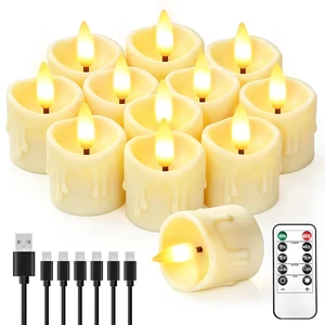 12 Pack Small Rechargeable Flameless Candles with Remote Timer 1.5"x2" LED Tea Lights Flickering Mini Candles Battery Operated Votive Fake Candles for Halloween Wedding Party Table Decor 12 Pack Small Rechargeable Flameless Candles with Remote Timer 1.5"x2" LED Tea Lights Flickering Mini Candles Battery Operated Votive Fake Candles for Halloween Wedding Party Table Decor