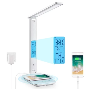 Desk Lamp with Wireless Charger: USB Charging Port, Table Lamp with Clock, Desk Lamps for Home Office College Dorm Room Essentials Desk Lamp with Wireless Charger: USB Charging Port, Table Lamp with Clock, Desk Lamps for Home Office College Dorm Room Essentials