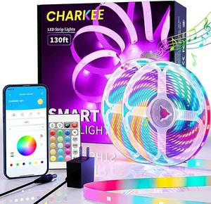 130ft LED Strip Lights RGB Color Changing 65.6ft x 2 Rolls, Music Sync, Dimmable, 24V Bluetooth LED Lights, Smart App & Remote Control for Bedroom DIY 130ft LED Strip Lights RGB Color Changing 65.6ft x 2 Rolls, Music Sync, Dimmable, 24V Bluetooth LED Lights, Smart App & Remote Control for Bedroom DIY