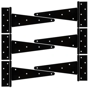 10 Inch T-Strap Heavy Duty Shed Door Hinges Gate Strap Hinges Black Tee Hinge Wrought Hardware for Wooden Fences,Yard,Barn Door,Rustproof (6 Pack) 10 Inch T-Strap Heavy Duty Shed Door Hinges Gate Strap Hinges Black Tee Hinge Wrought Hardware for Wooden Fences,Yard,Barn Door,Rustproof (6 Pack)