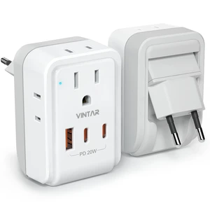1 Pack European Travel Plug Adapter, PD 20W Type C Foldable Adaptor 7 in 1 with 4 AC Outlets 3 USB Ports(2 USB C), International Power Adapter for US to Most of Europe EU Italy Spain France 1 Pack European Travel Plug Adapter, PD 20W Type C Foldable Adaptor 7 in 1 with 4 AC Outlets 3 USB Ports(2 USB C), International Power Adapter for US to Most of Europe EU Italy Spain France