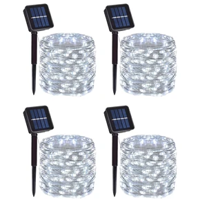4 Pack Solar Fairy String Lights, 400 LED Christmas Copper Wire Lights White Glow, IP65 Waterproof, Auto Dusk-to-Dawn Operation, 8 Lighting Modes, Flexible Styling, Garden Patio Use, Holiday Decor 4 Pack Solar Fairy String Lights, 400 LED Christmas Copper Wire Lights White Glow, IP65 Waterproof, Auto Dusk-to-Dawn Operation, 8 Lighting Modes, Flexible Styling, Garden Patio Use, Holiday Decor