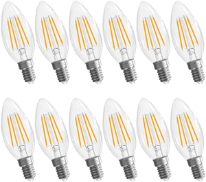E12 Candelabra Bulb 2700K Soft White, 60W Equivalent, E12 LED Bulb Chandelier Light Bulbs, 12 Pack B10 Candle Light Bulbs, 90+CRI, 600LM, Clear Glass, Non-Dimmable E12 Candelabra Bulb 2700K Soft White, 60W Equivalent, E12 LED Bulb Chandelier Light Bulbs, 12 Pack B10 Candle Light Bulbs, 90+CRI, 600LM, Clear Glass, Non-Dimmable