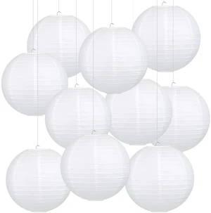 10pcs White Paper Lanterns, 12 inch Hanging Lantern Hanging Round Chinese Paper Lanterns, for Party Decoration, Wedding Anniversary 10pcs White Paper Lanterns, 12 inch Hanging Lantern Hanging Round Chinese Paper Lanterns, for Party Decoration, Wedding Anniversary