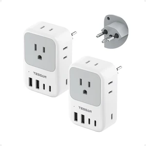 Switzerland Travel Plug Adapter, PD 28W, 2 Packs Swiss Adapters with 4 Outlets 5 USB Ports (3 USB-C), Type J Outlet Power Adaptor Switzerland Travel Plug Adapter, PD 28W, 2 Packs Swiss Adapters with 4 Outlets 5 USB Ports (3 USB-C), Type J Outlet Power Adaptor