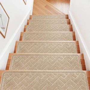 Stair Runner,15 Pack 8"×30" Carpet Stair Treads, Carpet for Stairs, Beige Soft Polyester Stair Treads and Stair Runner Reduce Stair Noise, TPE Non-Slip Carpet for Stairs Offers Reliable Traction Stair Runner,15 Pack 8"×30" Carpet Stair Treads, Carpet for Stairs, Beige Soft Polyester Stair Treads and Stair Runner Reduce Stair Noise, TPE Non-Slip Carpet for Stairs Offers Reliable Traction