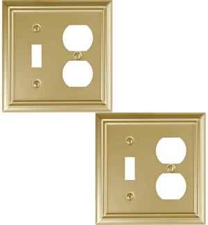 Toggle/Duplex Light Switch Cover Adler Metal Wall Plate, 2-Pack Brushed Brass 2 Gang, for Light Switch Cover Outlet Cover Decorative Wallplate, Durable Toggle/Duplex Light Switch Cover Adler Metal Wall Plate, 2-Pack Brushed Brass 2 Gang, for Light Switch Cover Outlet Cover Decorative Wallplate, Durable