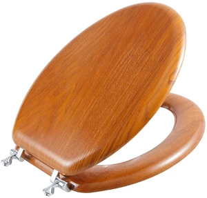 Durable Wood Veneer Natural Toilet Seat Metal Hinged Easy Clean Anti-scratch American Standard(Elongated,Wood Color) Durable Wood Veneer Natural Toilet Seat Metal Hinged Easy Clean Anti-scratch American Standard(Elongated,Wood Color)