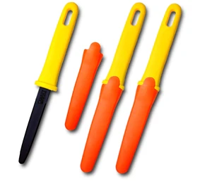 Cardboard Cutter with Sheath - 7.5" Box Opener Utility Knife with Non-Stick Coated Blade for Breaking Down Boxes & Opening Packages - Made in Japan, Yellow (3-Pack) Cardboard Cutter with Sheath - 7.5" Box Opener Utility Knife with Non-Stick Coated Blade for Breaking Down Boxes & Opening Packages - Made in Japan, Yellow (3-Pack)
