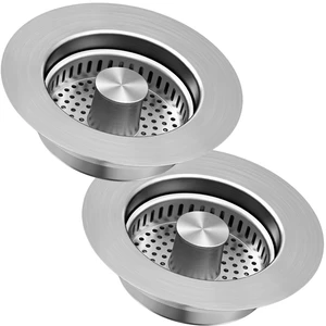 Sink Drain Strainer 3 in 1, 304 Stainless Steel Pop Up Kitchen Sink Stopper with Anti-Clogging Basket, Kitchen Essential Drain Anti-Clog Gadgets, Fits US Standard 3-1/2'' Sink Drain (Silver, 2 Pack) Sink Drain Strainer 3 in 1, 304 Stainless Steel Pop Up Kitchen Sink Stopper with Anti-Clogging Basket, Kitchen Essential Drain Anti-Clog Gadgets, Fits US Standard 3-1/2'' Sink Drain (Silver, 2 Pack)
