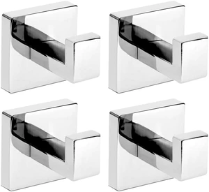 4-Pack Towel Hooks Hand Towel Holder Robe Hanger Polished Chrome Bathroom Square Coat Hook Wall Mount Heavy Duty Stainless Steel Hat Hook for Living Room Bedroom Kitchen Closet 4-Pack Towel Hooks Hand Towel Holder Robe Hanger Polished Chrome Bathroom Square Coat Hook Wall Mount Heavy Duty Stainless Steel Hat Hook for Living Room Bedroom Kitchen Closet
