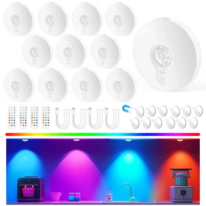 Rechargeable Puck Lights with Remote, 12 Pack Magnetic Under Cabinet Lighting, 1500mAh Battery Operated LED Tap Lights with Dimmer & Timmer for Kitchen, Closet, Shelf - 3 Color Temps & 12 RGB, White Rechargeable Puck Lights with Remote, 12 Pack Magnetic Under Cabinet Lighting, 1500mAh Battery Operated LED Tap Lights with Dimmer & Timmer for Kitchen, Closet, Shelf - 3 Color Temps & 12 RGB, White
