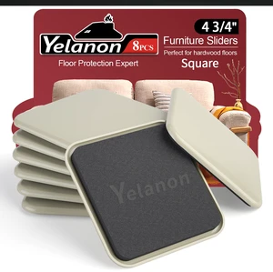 Furniture Sliders 8 Pcs 4.75" Square Beige for Carpet Large square sliders handle heavy furniture on carpets. Easy slide, strong support. Protects all surfaces Furniture Sliders 8 Pcs 4.75" Square Beige for Carpet Large square sliders handle heavy furniture on carpets. Easy slide, strong support. Protects all surfaces
