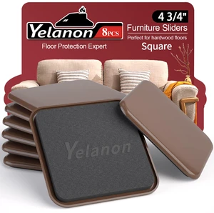 Furniture Sliders 8 Pcs 4.75" Square Brown for Carpet Jumbo square movers sliders for heavy furniture items on carpet. Quick placement, durable glide Furniture Sliders 8 Pcs 4.75" Square Brown for Carpet Jumbo square movers sliders for heavy furniture items on carpet. Quick placement, durable glide