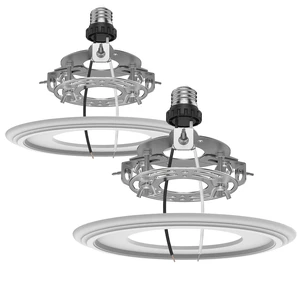 2-Pack Recessed Light to Pendant Converter Kit, Adjustable for 5 and 6 inch Recessed Can Light Conversion Kit, Includes E26 Socket, Triangular Bracket, Round Mounting Plate & 3D White Cover 2-Pack Recessed Light to Pendant Converter Kit, Adjustable for 5 and 6 inch Recessed Can Light Conversion Kit, Includes E26 Socket, Triangular Bracket, Round Mounting Plate & 3D White Cover