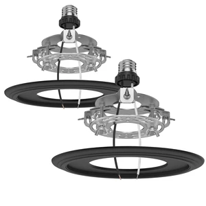 2-Pack Recessed Light to Pendant Converter Kit, Adjustable for 5 and 6 inch Recessed Can Light Conversion Kit, Includes E26 Socket, Triangular Bracket, Round Mounting Plate & 3D Black Cover 2-Pack Recessed Light to Pendant Converter Kit, Adjustable for 5 and 6 inch Recessed Can Light Conversion Kit, Includes E26 Socket, Triangular Bracket, Round Mounting Plate & 3D Black Cover