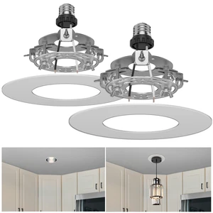5 and 6 inch Recessed Can Light Conversion Kit, Ceiling Light Fixture Upgrade, Pendant & Hanging, 7¾ Inch Flat Steel Ceiling Medallion, White Finish 2 Packs 5 and 6 inch Recessed Can Light Conversion Kit, Ceiling Light Fixture Upgrade, Pendant & Hanging, 7¾ Inch Flat Steel Ceiling Medallion, White Finish 2 Packs