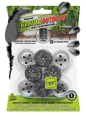 GorillaOutdoor Berber Furniture Feet Pads with Clear Sleeve Sock (8 Pack) Outdoor Furniture Sliders for Round & Square Legs, Small GorillaOutdoor Berber Furniture Feet Pads with Clear Sleeve Sock (8 Pack) Outdoor Furniture Sliders for Round & Square Legs, Small