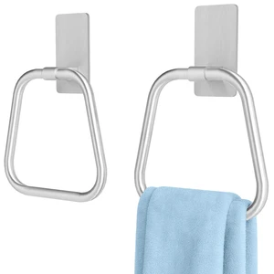 Adhesive Hand Towel Holder for Bathroom, No Drill Towel Ring Wall Mounted, Space-Saving, Easy Install for Bathroom & Kitchen, 2 Pack(Brushed Nickel) Adhesive Hand Towel Holder for Bathroom, No Drill Towel Ring Wall Mounted, Space-Saving, Easy Install for Bathroom & Kitchen, 2 Pack(Brushed Nickel)