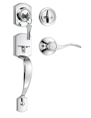 Camelot Front Door Handle and Deadbolt Set, Bright Chrome Front Door Lock Set, Upgated Entry Door Handle with Accent Wave Door Lever with Reversible Handle Lever, 1 Pack Camelot Front Door Handle and Deadbolt Set, Bright Chrome Front Door Lock Set, Upgated Entry Door Handle with Accent Wave Door Lever with Reversible Handle Lever, 1 Pack