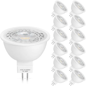 12 Pack MR16 LED Bulbs 5W GU5.3 12V Spotlight, 4000K Neutral White 50W Halogen Equivalent, Non-Dimmable, 45° Beam Angle, 450lm, Landscape, Recessed, Track Lighting, Low Voltage, Bi-Pin Base 12 Pack MR16 LED Bulbs 5W GU5.3 12V Spotlight, 4000K Neutral White 50W Halogen Equivalent, Non-Dimmable, 45° Beam Angle, 450lm, Landscape, Recessed, Track Lighting, Low Voltage, Bi-Pin Base