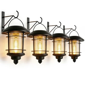4 Pack Solar Lanterns Outdoor, Hanging Lantern Solar Garden Lights with Edison Bulb, Wall Mounted LED Light Auto On/Off, Waterproof for Garage Stair Patio Front Porch Yard, Warm White 4 Pack Solar Lanterns Outdoor, Hanging Lantern Solar Garden Lights with Edison Bulb, Wall Mounted LED Light Auto On/Off, Waterproof for Garage Stair Patio Front Porch Yard, Warm White