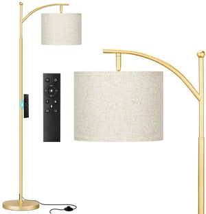 60" Floor Lamp with Remote and Stepless Dimmable Bulb, Gold Pole Colors Temperature and Brightness Adjustable, Foot Switch, Remote Control, Beige Shade, Modern Floor Lamp for Living Room 60" Floor Lamp with Remote and Stepless Dimmable Bulb, Gold Pole Colors Temperature and Brightness Adjustable, Foot Switch, Remote Control, Beige Shade, Modern Floor Lamp for Living Room