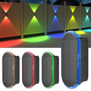 Solar Fence Lights Backyark: 4-Pack Fence Lights Solar Powered 8 WRGB Color Modes - Up & Down Waterproof Solar Wall Lights for Outdoor/Yard/Poolside/Porch/Patio/Railing Solar Fence Lights Backyark: 4-Pack Fence Lights Solar Powered 8 WRGB Color Modes - Up & Down Waterproof Solar Wall Lights for Outdoor/Yard/Poolside/Porch/Patio/Railing