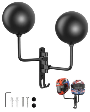 Helmet Hanger Wall Mount 180° Swivel Helmet Holder for Motorcycle Bike Racing Outerwear Sports Gear (Black 2-1) Helmet Hanger Wall Mount 180° Swivel Helmet Holder for Motorcycle Bike Racing Outerwear Sports Gear (Black 2-1)
