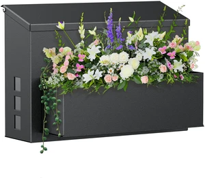 Wall Mount Mailbox for Outside, Large Mailbox with Planter, Large Capacity Mail Box for House, Rust-Proof Steel Post Box for Home Office School, Modern Metal Drop Case, Black Wall Mount Mailbox for Outside, Large Mailbox with Planter, Large Capacity Mail Box for House, Rust-Proof Steel Post Box for Home Office School, Modern Metal Drop Case, Black