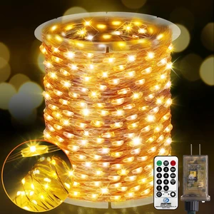 400FT 1200LED Outdoor Fairy Lights Plug in Warm White Xmas Decor Timer, Memory, Dimmable, Remote, Waterproof, Copper Wire, Flexible, for Garden, Wedding, Party, Indoor/Outdoor, Christmas 400FT 1200LED Outdoor Fairy Lights Plug in Warm White Xmas Decor Timer, Memory, Dimmable, Remote, Waterproof, Copper Wire, Flexible, for Garden, Wedding, Party, Indoor/Outdoor, Christmas