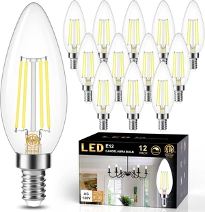 Dimmable E12 LED Bulb 40 Watt Equivalent, 4000K Natural Daylight Candelabra LED Light Bulbs 4W, 400LM, CRI 85+, Type B LED Bulb, Clear Filament Candle Light Bulbs for Chandelier Ceiling Fan 12 Pack Dimmable E12 LED Bulb 40 Watt Equivalent, 4000K Natural Daylight Candelabra LED Light Bulbs 4W, 400LM, CRI 85+, Type B LED Bulb, Clear Filament Candle Light Bulbs for Chandelier Ceiling Fan 12 Pack