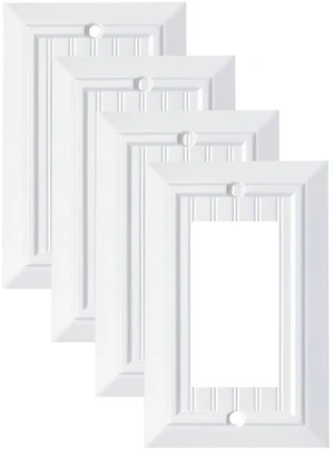 Pure White Classic Beadboard Wall Plates,Light Switch Covers,Electrical Outlet Covers, Switch Plates of Various Combination, Nature Bamboo Fiber Wall plate (1 Gang Decorator 4 Pack) Pure White Classic Beadboard Wall Plates,Light Switch Covers,Electrical Outlet Covers, Switch Plates of Various Combination, Nature Bamboo Fiber Wall plate (1 Gang Decorator 4 Pack)