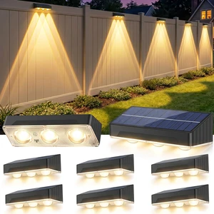 Solar Fence Lights Outdoor 8 Pack Waterproof Upgraded Brightness 3 LED Lens Solor Deck Lights Warm Cool Natural White RGB 10 Color Outside Solar Powered Wall Light for Backyard Garden Patio Step Rail Solar Fence Lights Outdoor 8 Pack Waterproof Upgraded Brightness 3 LED Lens Solor Deck Lights Warm Cool Natural White RGB 10 Color Outside Solar Powered Wall Light for Backyard Garden Patio Step Rail