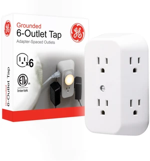 Outlet Extender, 6 Outlet Multi Plug Wall Power Splitter | 3 Prong Multiple Plug Wall Adapter (Wide Spaced Outlets), Electrical Expander, Screw Mountable, White, 50759 Outlet Extender, 6 Outlet Multi Plug Wall Power Splitter | 3 Prong Multiple Plug Wall Adapter (Wide Spaced Outlets), Electrical Expander, Screw Mountable, White, 50759