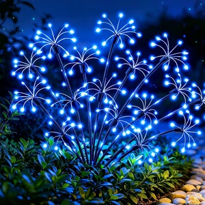 Solar Garden Lights Outdoor, 4 Pack 2-Layer Blue Fairy Firework Lights Waterproof Starburst Flower Light, Garden Decor for Yard Patio Pathway Lawn, Unique Gifts for Women Mom Grandma Christmas Solar Garden Lights Outdoor, 4 Pack 2-Layer Blue Fairy Firework Lights Waterproof Starburst Flower Light, Garden Decor for Yard Patio Pathway Lawn, Unique Gifts for Women Mom Grandma Christmas