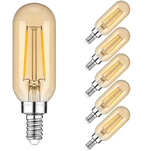 E12 Edison LED Light Bulbs 15 Watt Equivalent Candelabra, Dimmable 2200K Amber Warm White T6 Amber LED Bulbs 2W 150lm Vintage T25 for Chandelier Ceiling Fan, Tubular Small Filament Bulbs, 6 Packs E12 Edison LED Light Bulbs 15 Watt Equivalent Candelabra, Dimmable 2200K Amber Warm White T6 Amber LED Bulbs 2W 150lm Vintage T25 for Chandelier Ceiling Fan, Tubular Small Filament Bulbs, 6 Packs