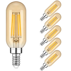 E12 Edison LED Light Bulbs 40 Watt Equivalent Candelabra, Dimmable 2200K Amber Warm White T6 Amber LED Bulbs 4W 280lm Vintage T25 for Chandelier Ceiling Fan, Tubular Small Filament Bulbs, 6 Packs E12 Edison LED Light Bulbs 40 Watt Equivalent Candelabra, Dimmable 2200K Amber Warm White T6 Amber LED Bulbs 4W 280lm Vintage T25 for Chandelier Ceiling Fan, Tubular Small Filament Bulbs, 6 Packs