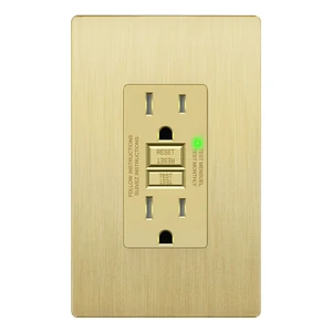 GFCI Outlet 15Amp, Brushed Wall Plate, ETL Listed, Matte Gold Tamper-Resistant, LED Indicator, Screwless Wall Plate, GFCI Receptacle, Thermoplastic, No-False-Trip, Matte Gold GFCI Outlet 15Amp, Brushed Wall Plate, ETL Listed, Matte Gold Tamper-Resistant, LED Indicator, Screwless Wall Plate, GFCI Receptacle, Thermoplastic, No-False-Trip, Matte Gold