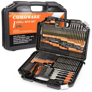Drill Bit Set, 246 Pcs Screwdriver Bits for Cordless Drill, Screwdriver Drill Bits Set Combo Kit for Wood, Metal Masonry Cement, Orange Case Drill Bit Set, 246 Pcs Screwdriver Bits for Cordless Drill, Screwdriver Drill Bits Set Combo Kit for Wood, Metal Masonry Cement, Orange Case